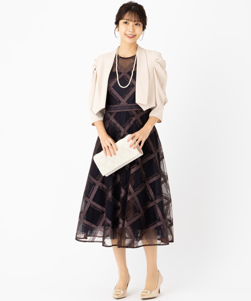 GRACE CONTINENTAL グレースコンチネンタル チェックチュールドレス