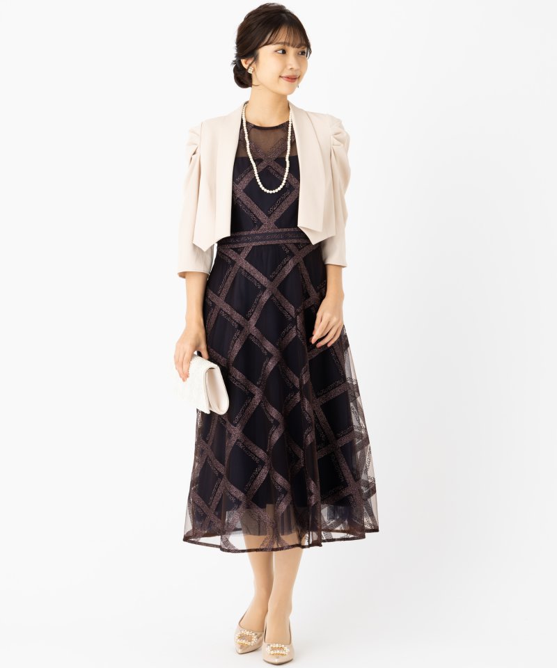 GRACE CONTINENTAL グレースコンチネンタル チェックチュールドレス 