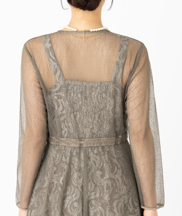 etoll. エトル 幾何学チュールジャガードドレス その他 x ブラウン系