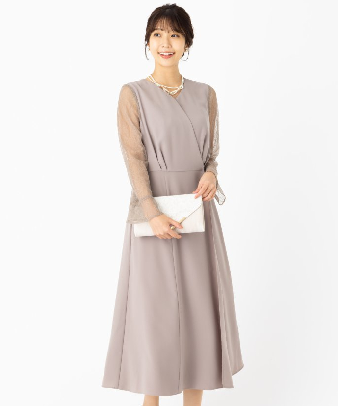 Aimer 完全生産限定盤 3点セット Aimer 【ドレス3点セット】エメ Vネックロングスリーブドレス ブラウン