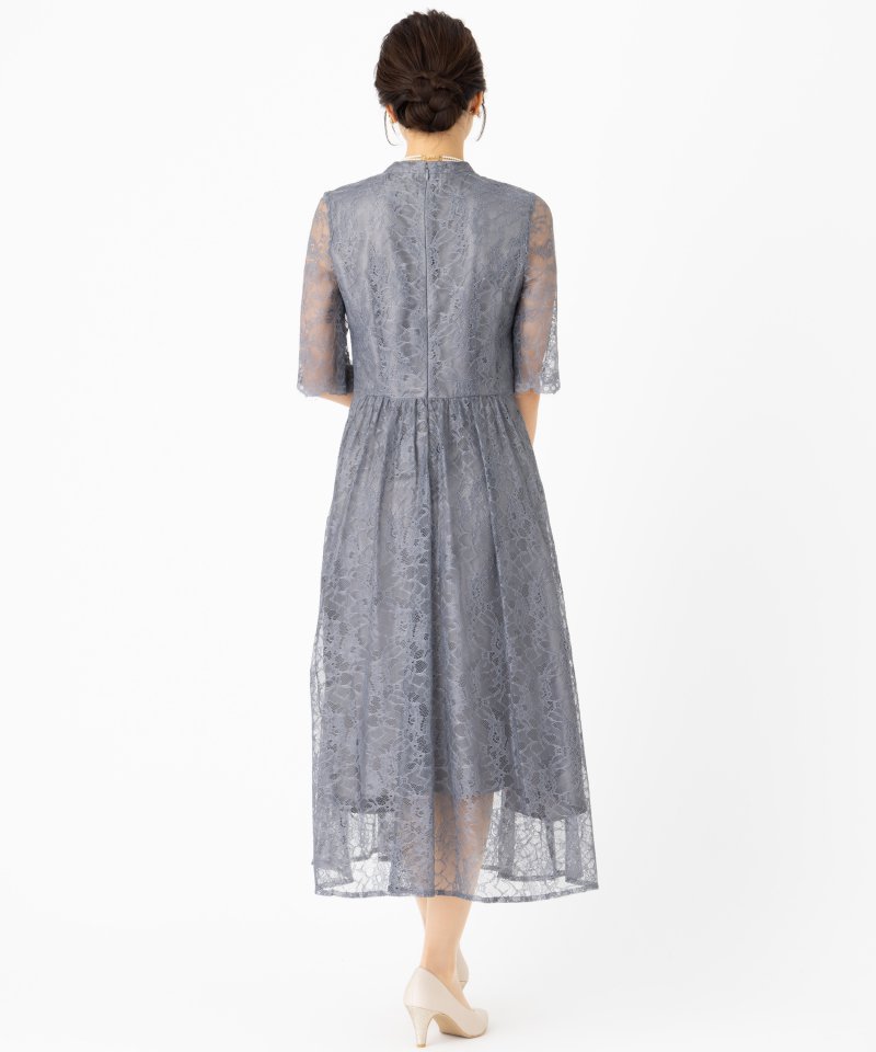 Aimer エメ ラッセルレース7分袖ロングドレス グレー系 | 結婚式