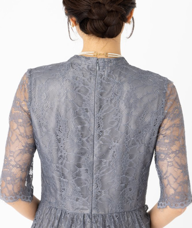 Aimer エメ ラッセルレース7分袖ロングドレス グレー系 | 結婚式