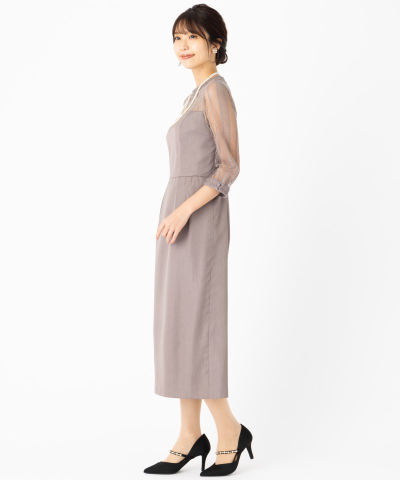 Aimer エメ スタンドカラーストライプレースコクーンドレス その他 x