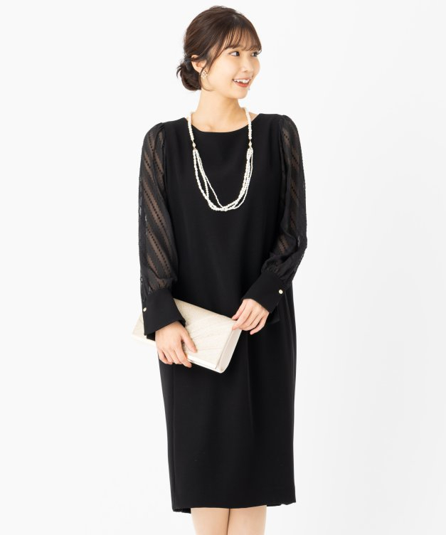 23区 襟付きグログランワンピース ネイビー系 | 結婚式パーティーの