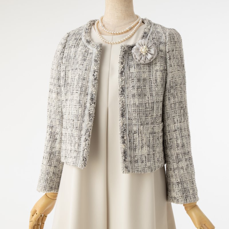 組曲 クミキョク ファンシーツイードノーカラージャケットジャケット