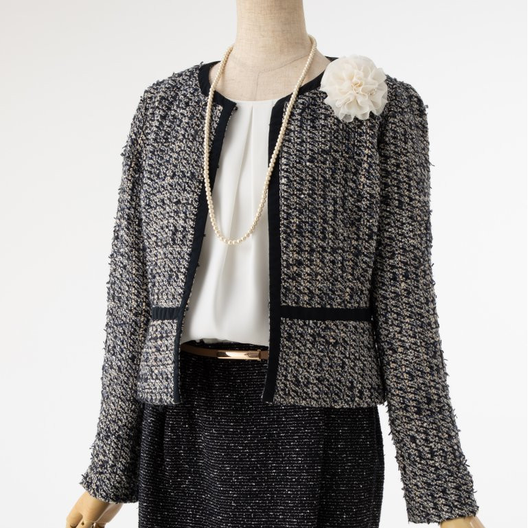M-premier エムプルミエ ファンシーツイードジャケット ネイビー系