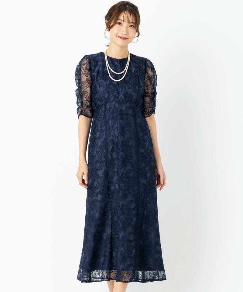 Aimer 【ドレス3点セット】エメ ベロアリボン付きラメレースドレス