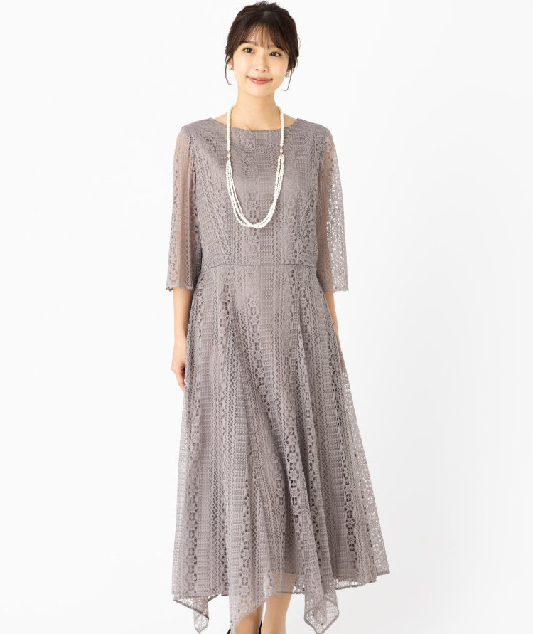 Aimer エメ ロングレース2WAYドレス ブラウン系 x ベージュ系 | 結婚式