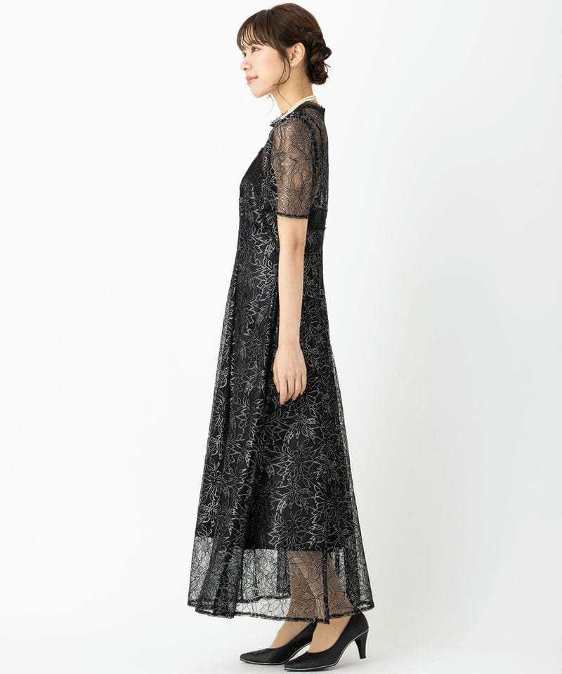 SNIDEL ブラック ラップドレス サイズ1 SNIDEL スナイデル シャイニーレースドレス ブラック系 | 結婚式
