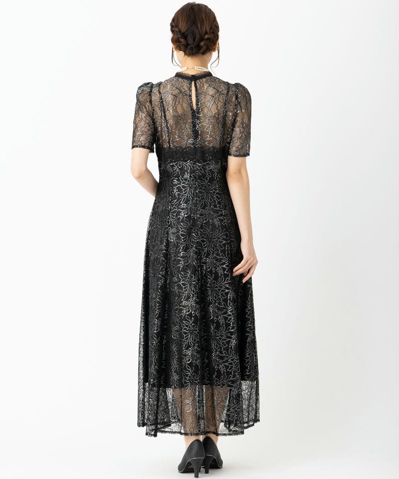 SNIDEL スナイデル シャイニーレースドレス ブラック系 | 結婚式