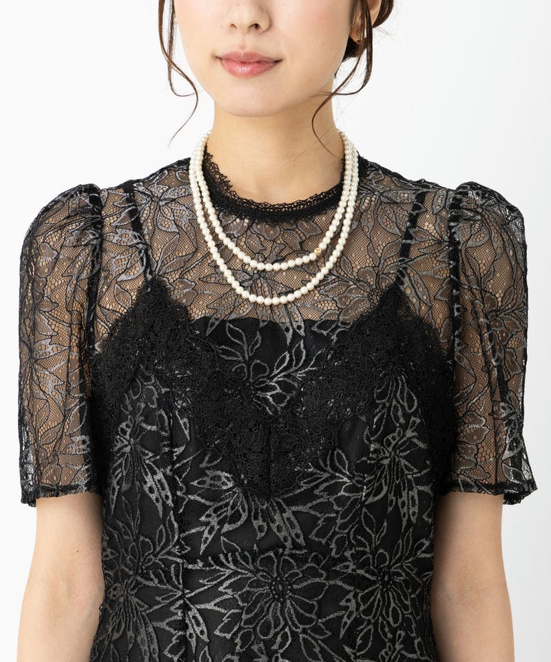 SNIDEL スナイデル シャイニーレースドレス ブラック系 | 結婚式