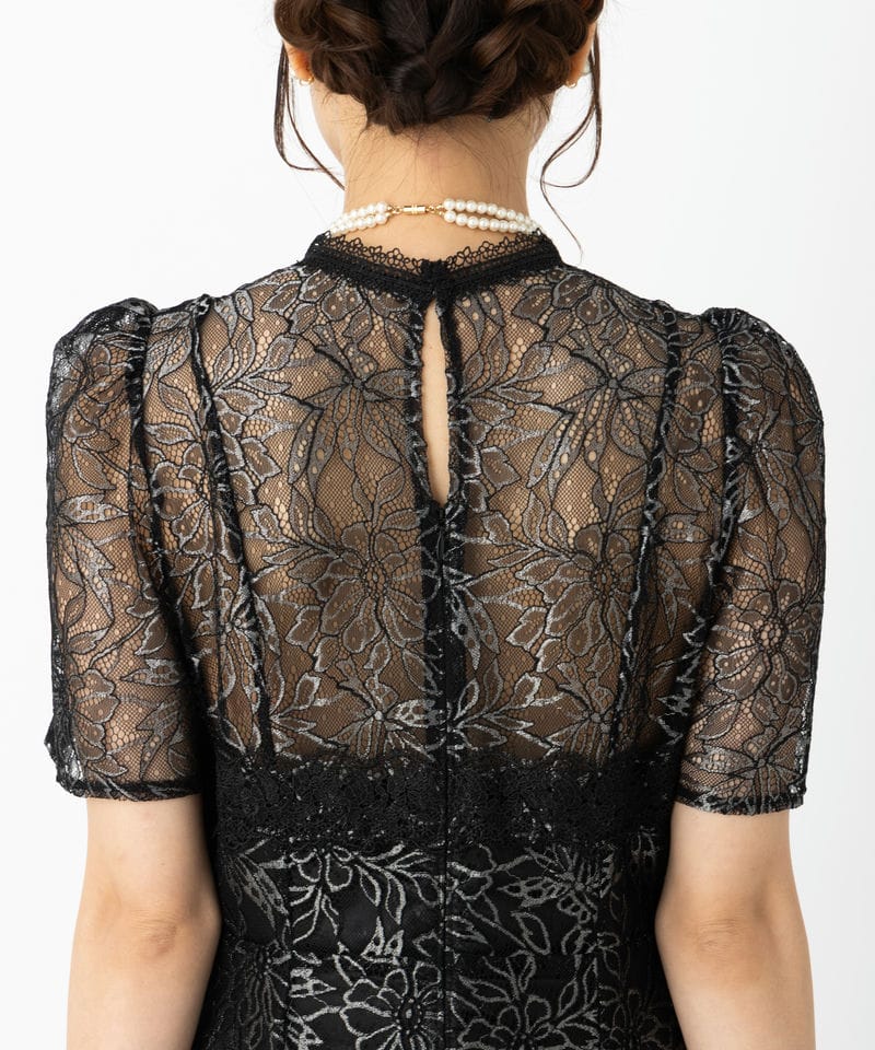 SNIDEL スナイデル シャイニーレースドレス ブラック系 | 結婚式