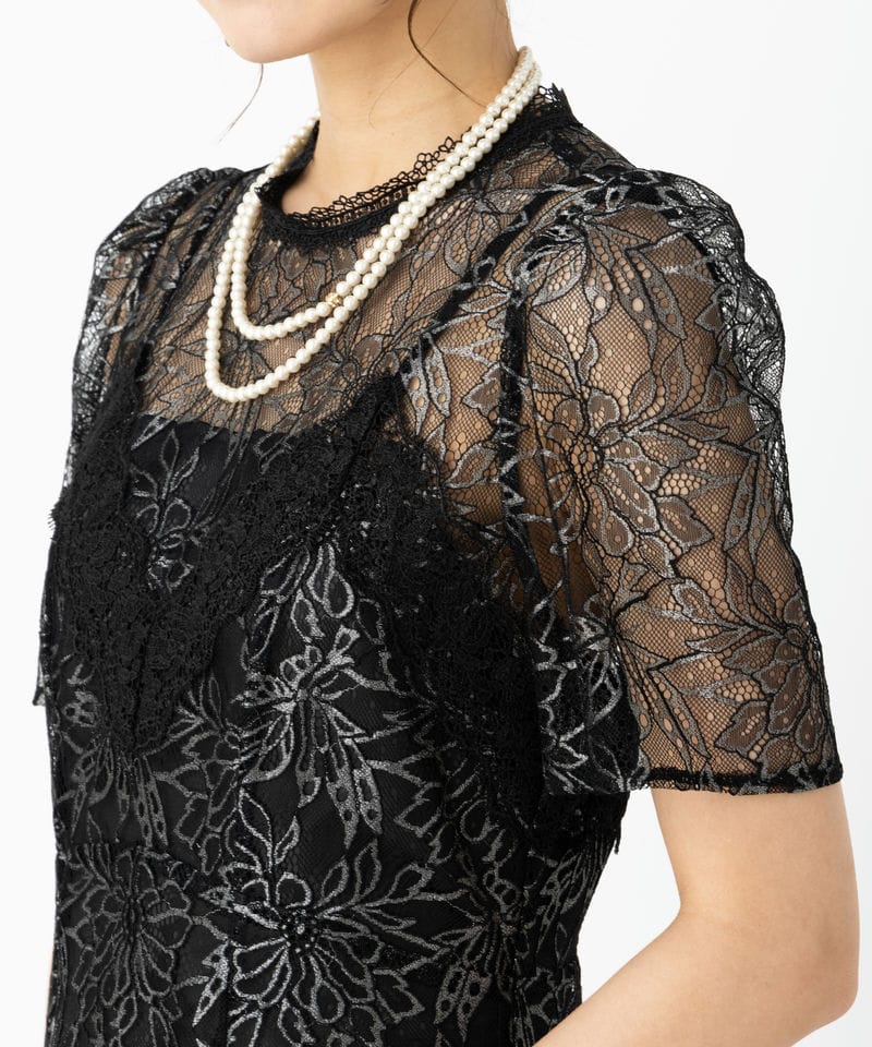 SNIDEL スナイデル シャイニーレースドレス ブラック系 | 結婚式