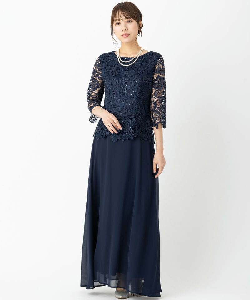 anuans アニュアンス エンブロイダリーレースケープセットドレス