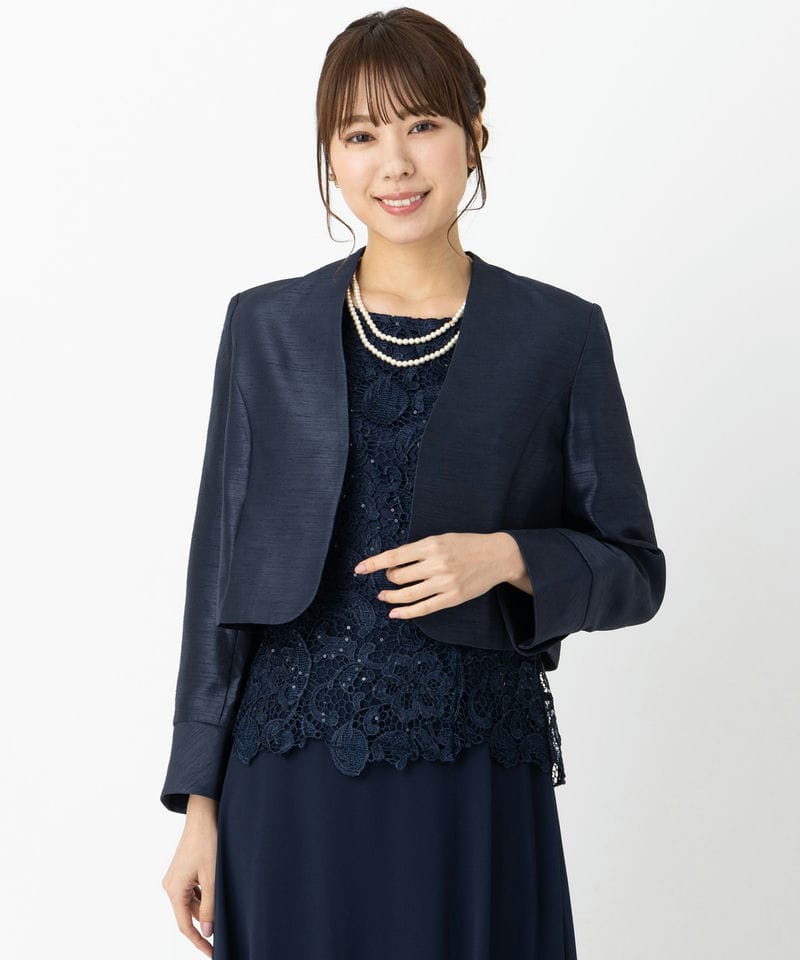 Select Shop Vネックシャンタンジャケット ネイビー系 | 結婚式