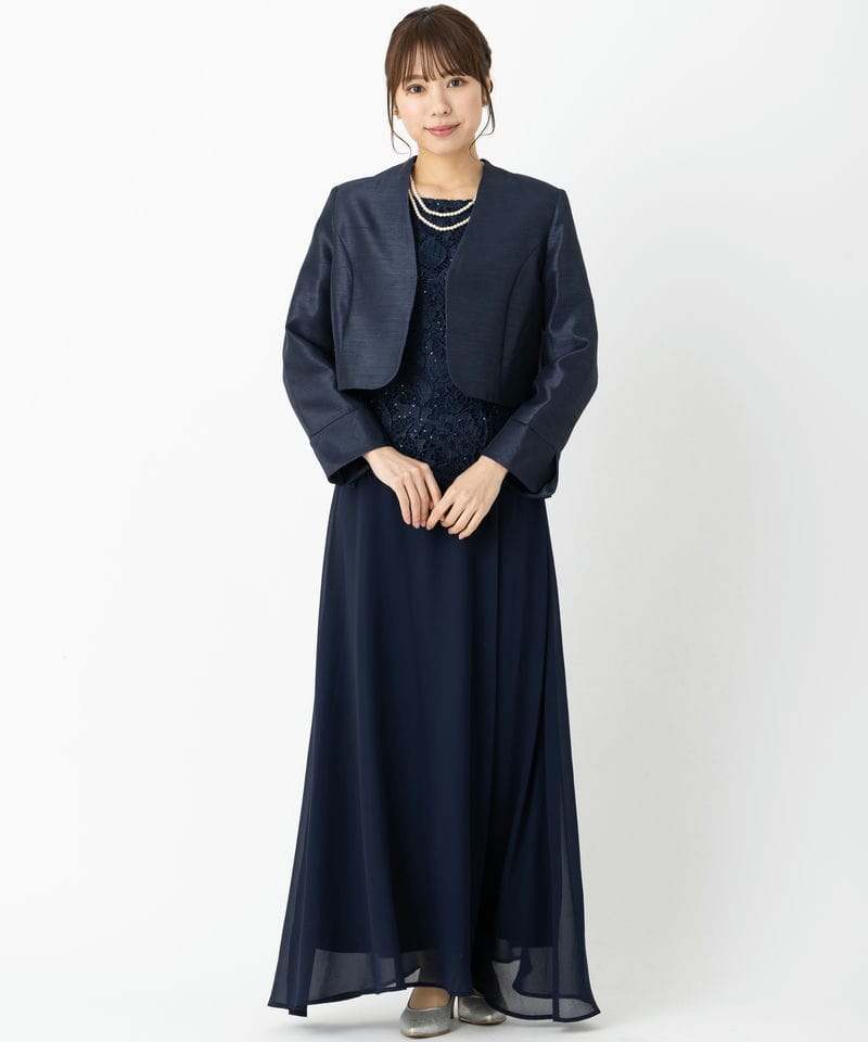 Select Shop Vネックシャンタンジャケット ネイビー系 | 結婚式