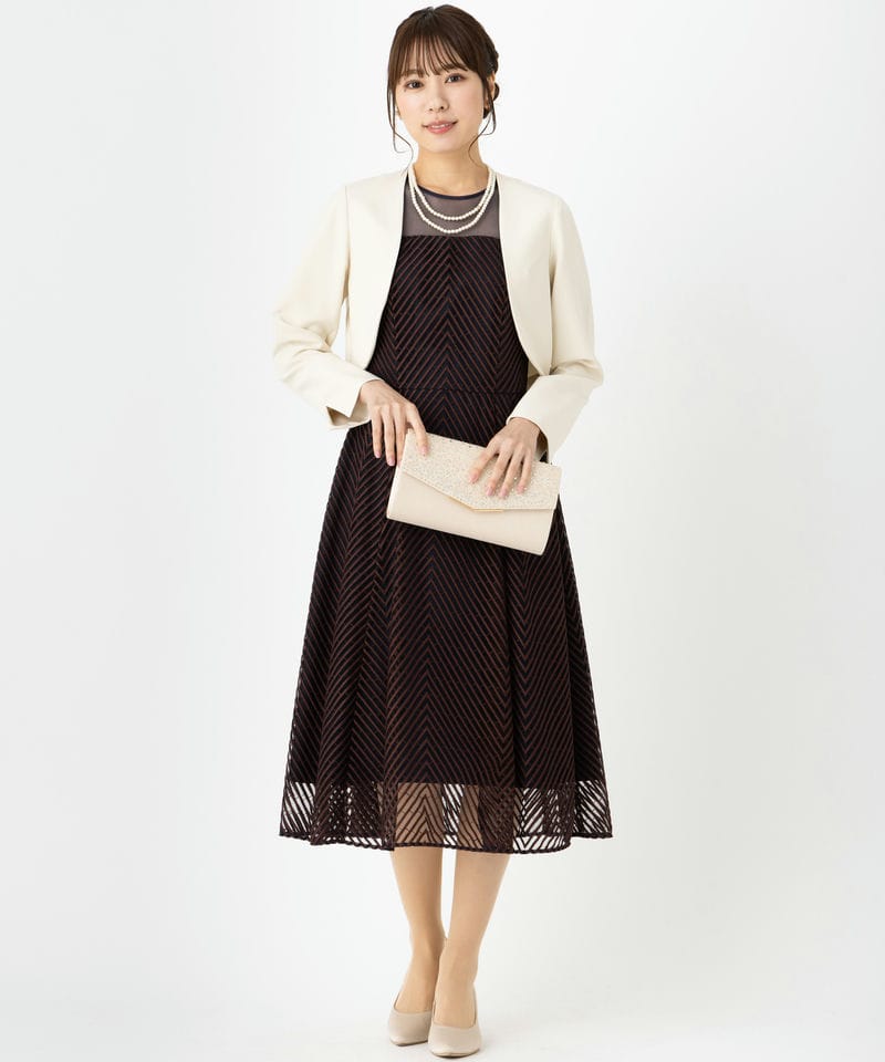 Select Shop ノーカラーラウンドジャケット ホワイト系 | 結婚式