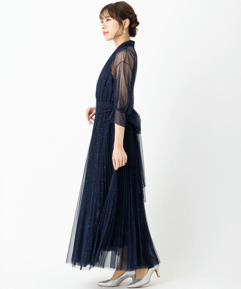 SNIDEL スナイデル チュールプリーツドレス ネイビー系 | 結婚式