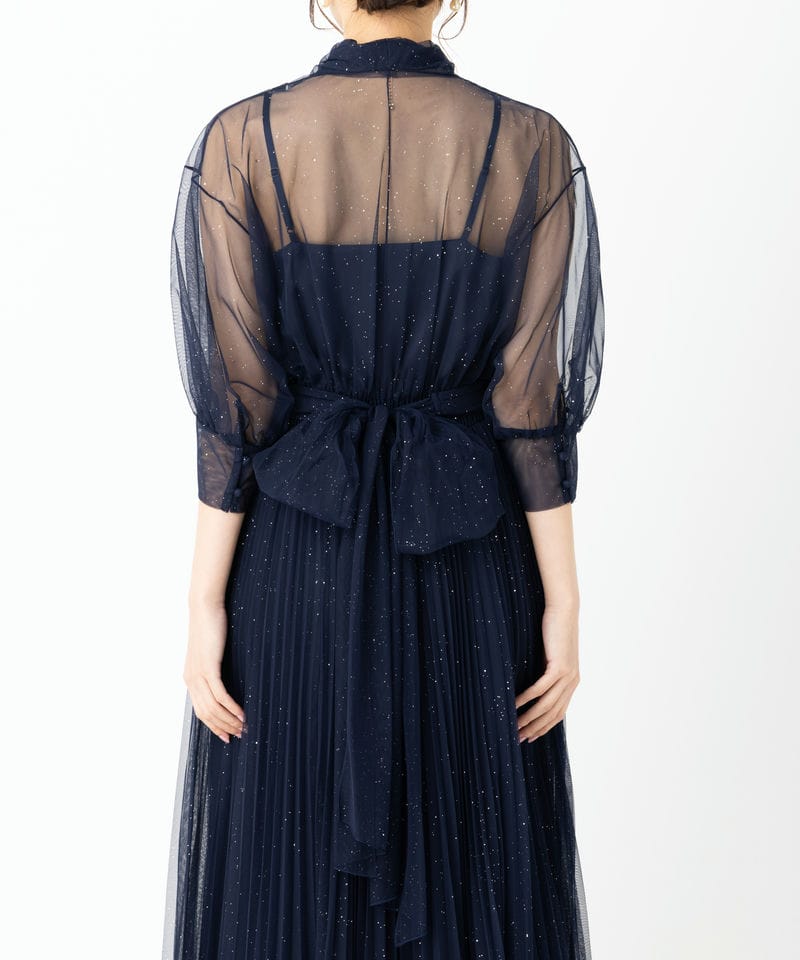 SNIDEL スナイデル チュールプリーツドレス ネイビー系 | 結婚式