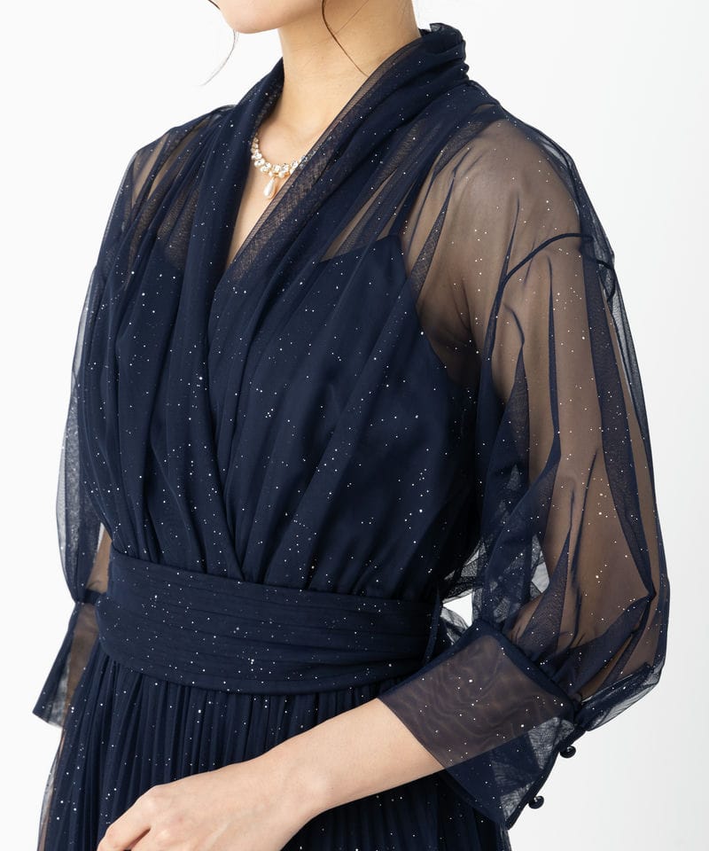 SNIDEL スナイデル チュールプリーツドレス ネイビー系 | 結婚式