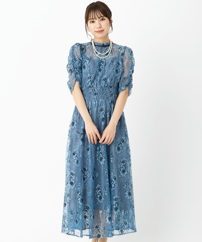 JILL STUART ジルスチュアート バイカラーレースドレス グリーン系