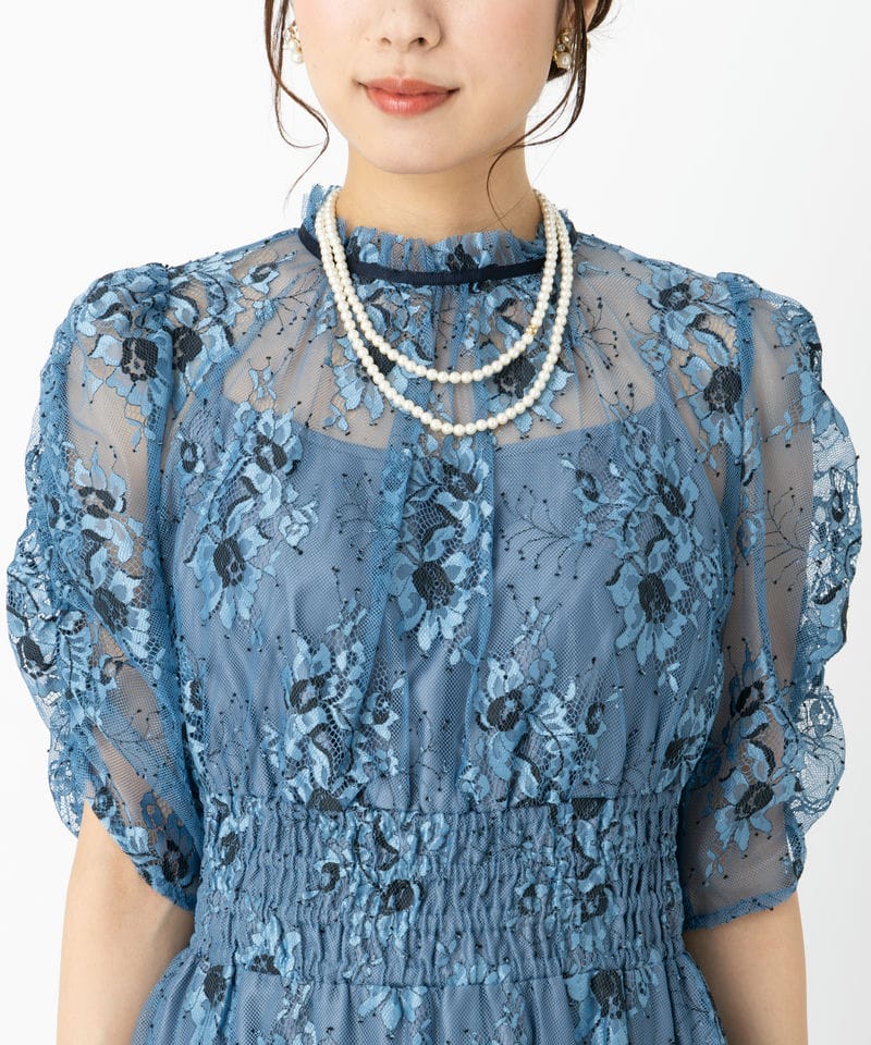 JILL STUART ジルスチュアート ウエストシャーリングドレス ブルー系