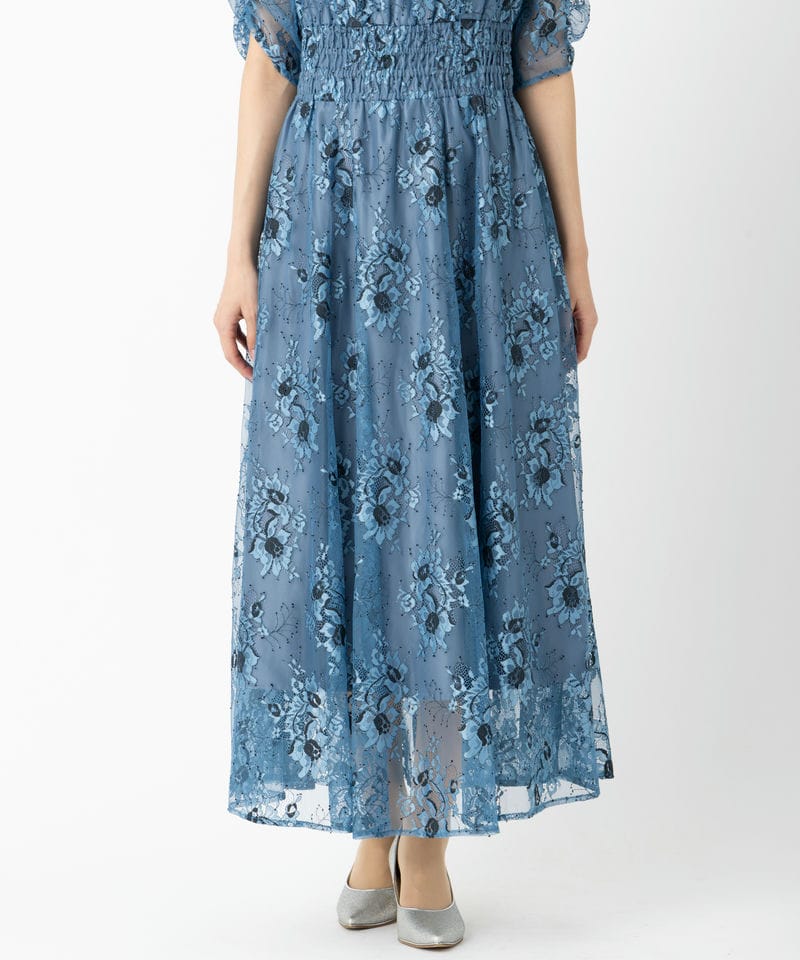 JILL STUART ジルスチュアート ウエストシャーリングドレス ブルー系