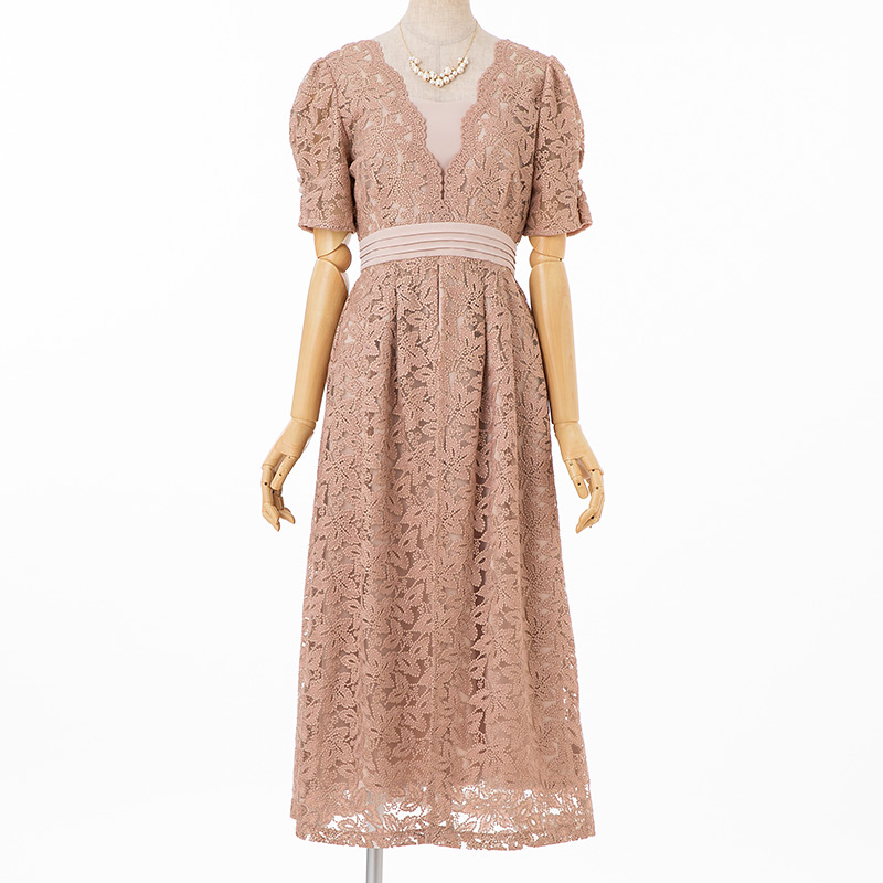 LilyBrown リリーブラウン ウエストクロスラメレースドレス イエロー系