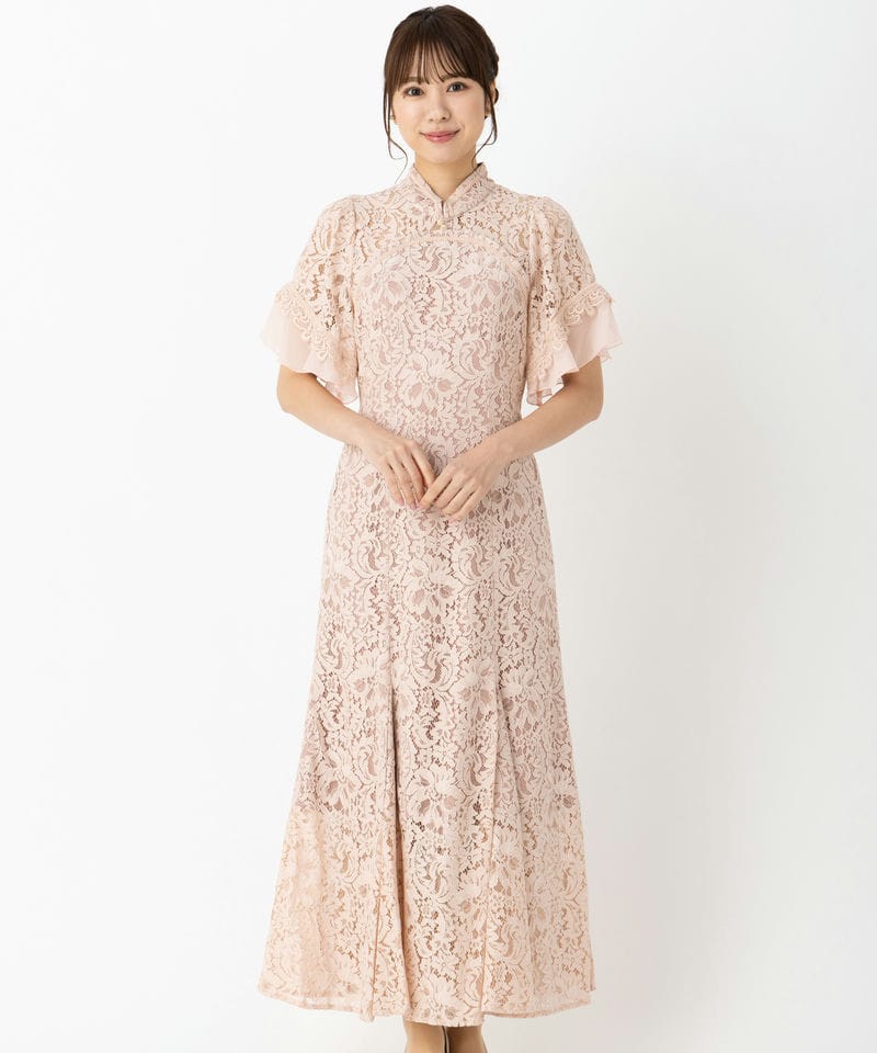 SNIDEL スナイデル チャイナライクレースドレス その他 x ピンク系