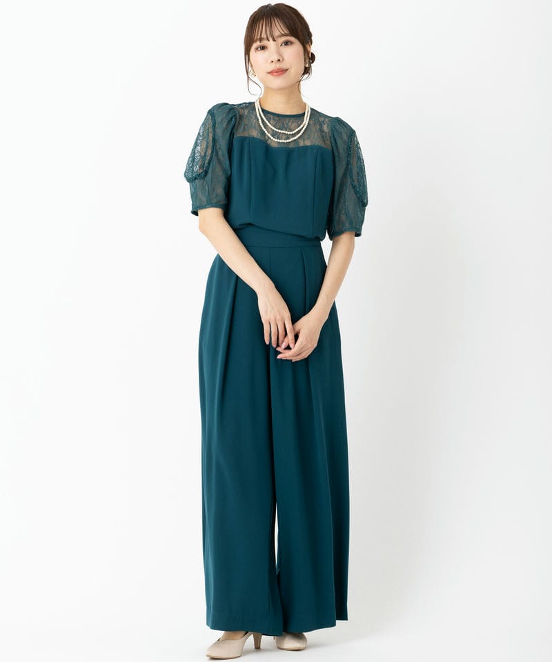 パンツドレス Kana パンツドレス シアーボックススリーブ ビスチェ パンツドレス