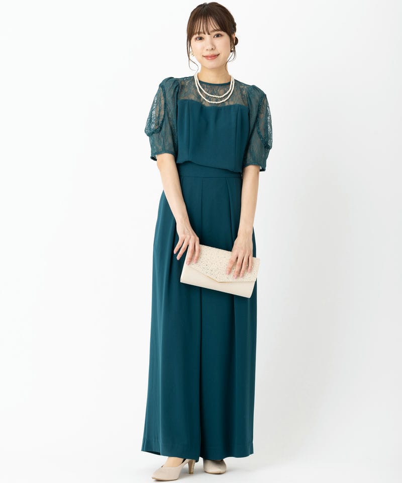 She's シーズ ビスチェ風セットアップパンツドレス その他 x グリーン