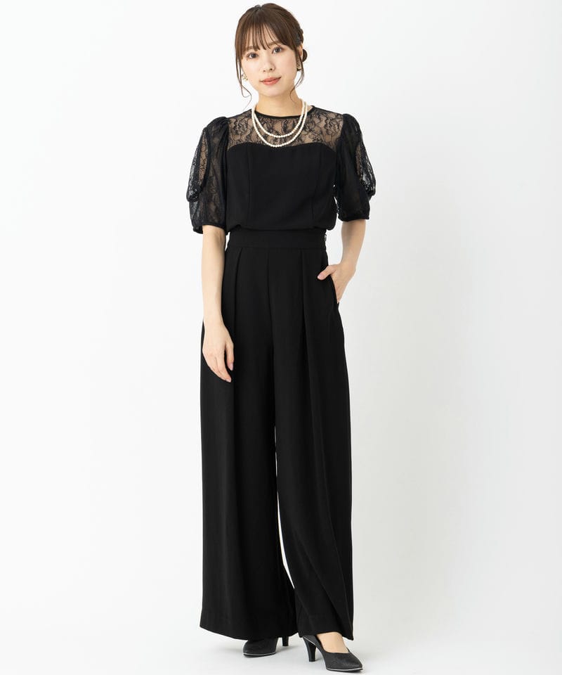 She's シーズ ビスチェ風セットアップパンツドレス ブラック系 | 結婚