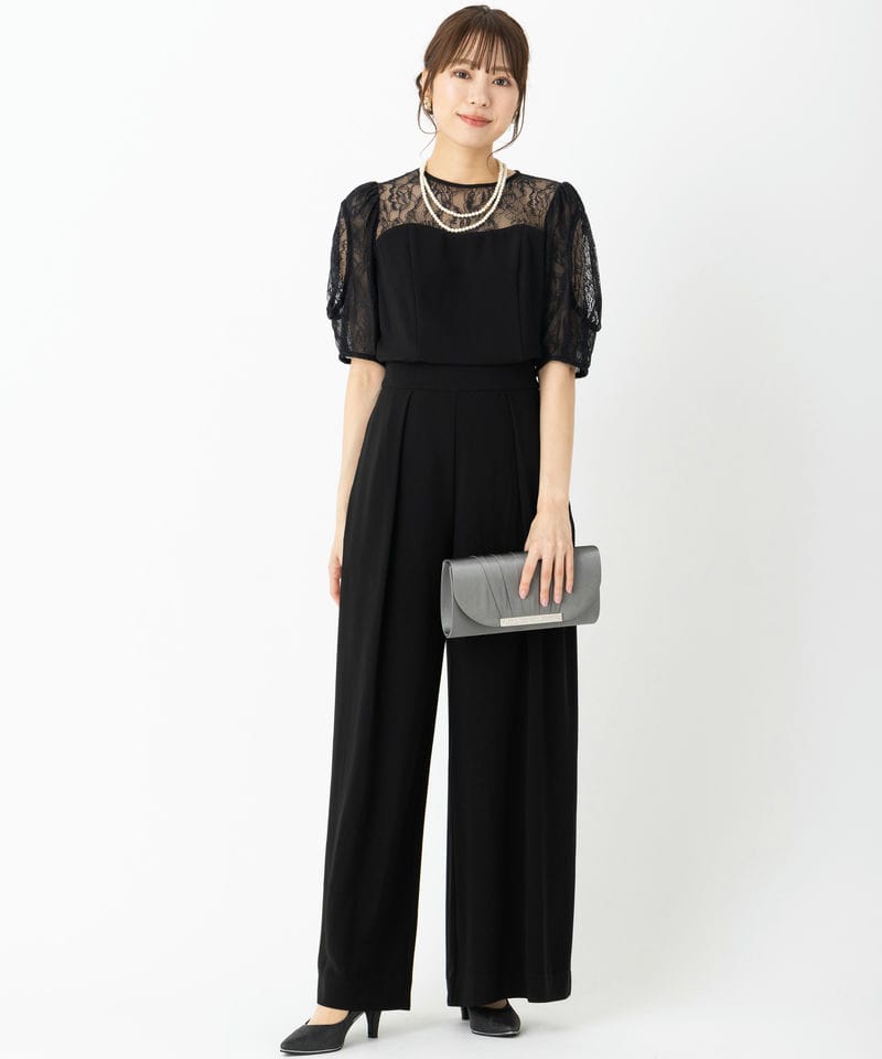 She's シーズ ビスチェ風セットアップパンツドレス ブラック系 | 結婚