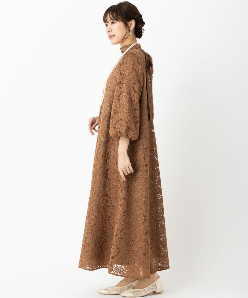 She's シーズ 総レースバックリボンドレス その他 x ブラウン系 | 結婚