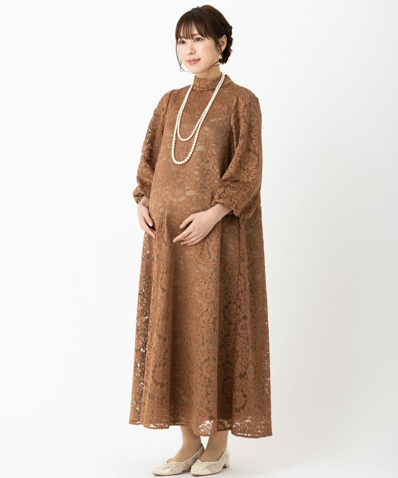 She's シーズ 総レースバックリボンドレス その他 x ブラウン系 | 結婚