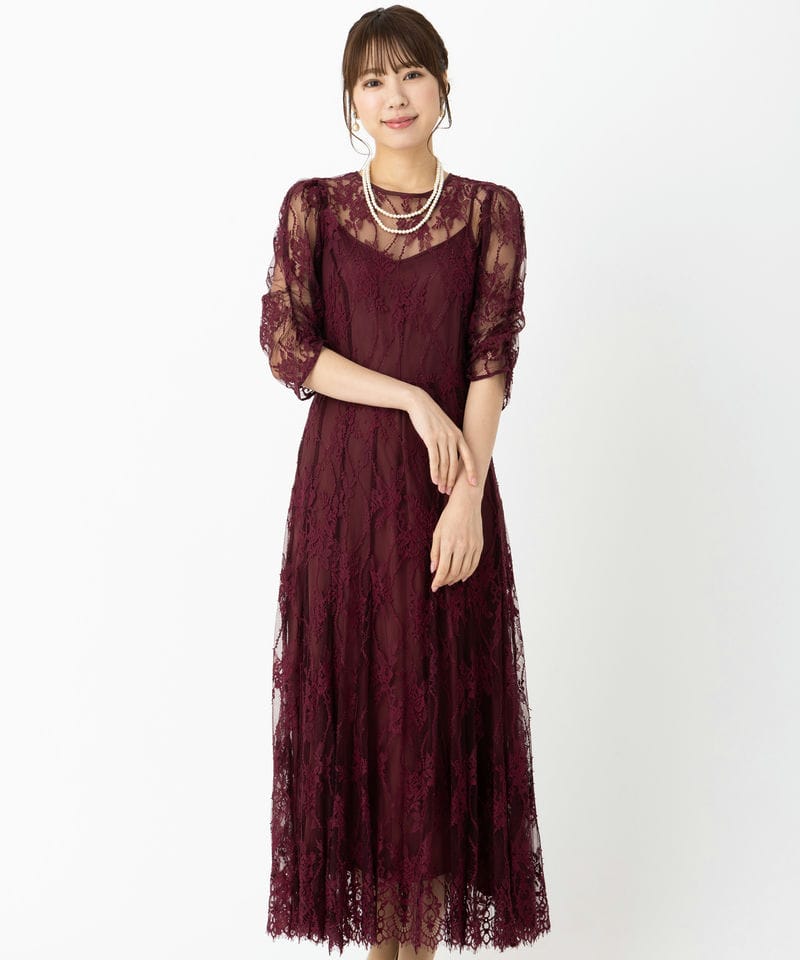 SNIDEL スナイデル バックデザインレースオケドレス その他 x レッド系