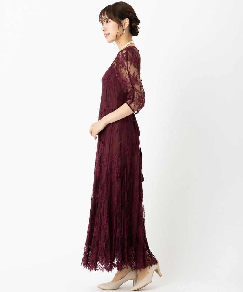 SNIDEL スナイデル バックデザインレースオケドレス その他 x レッド系