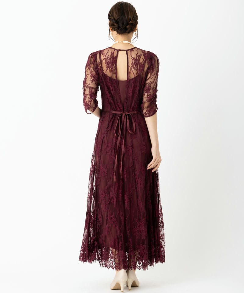 SNIDEL スナイデル バックデザインレースオケドレス その他 x レッド系