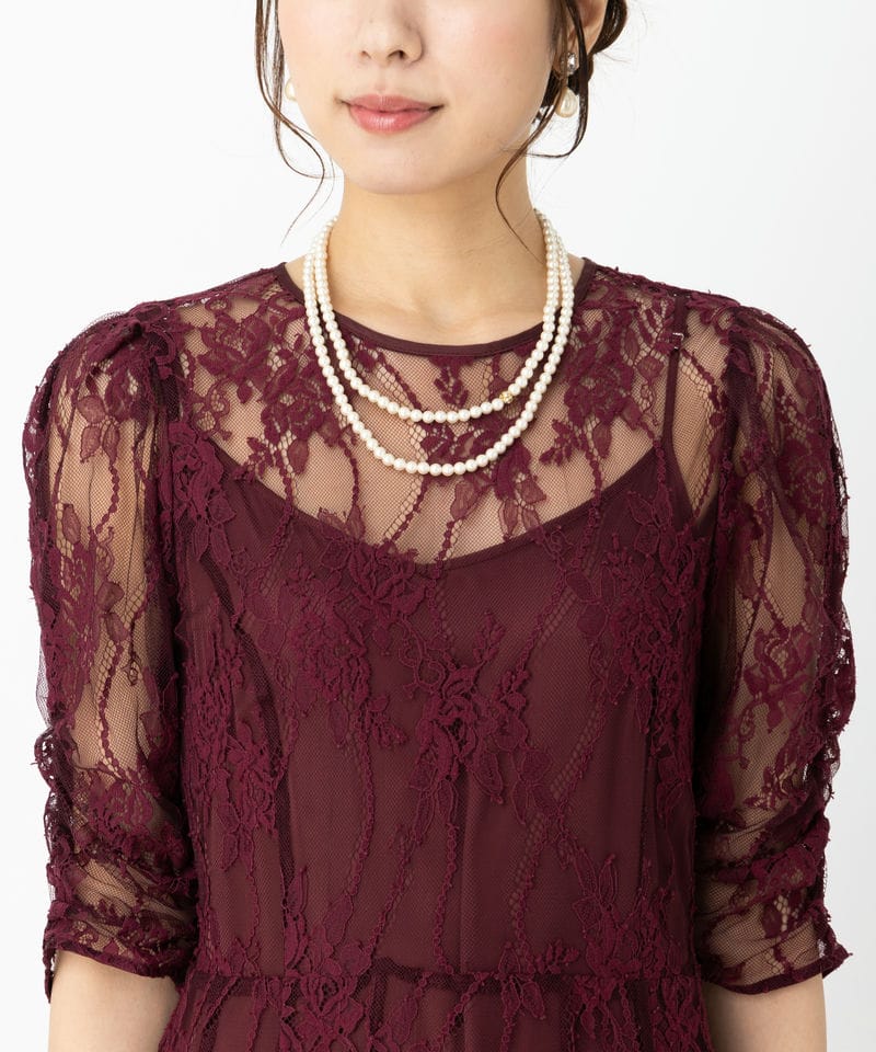 SNIDEL スナイデル バックデザインレースオケドレス その他 x レッド系