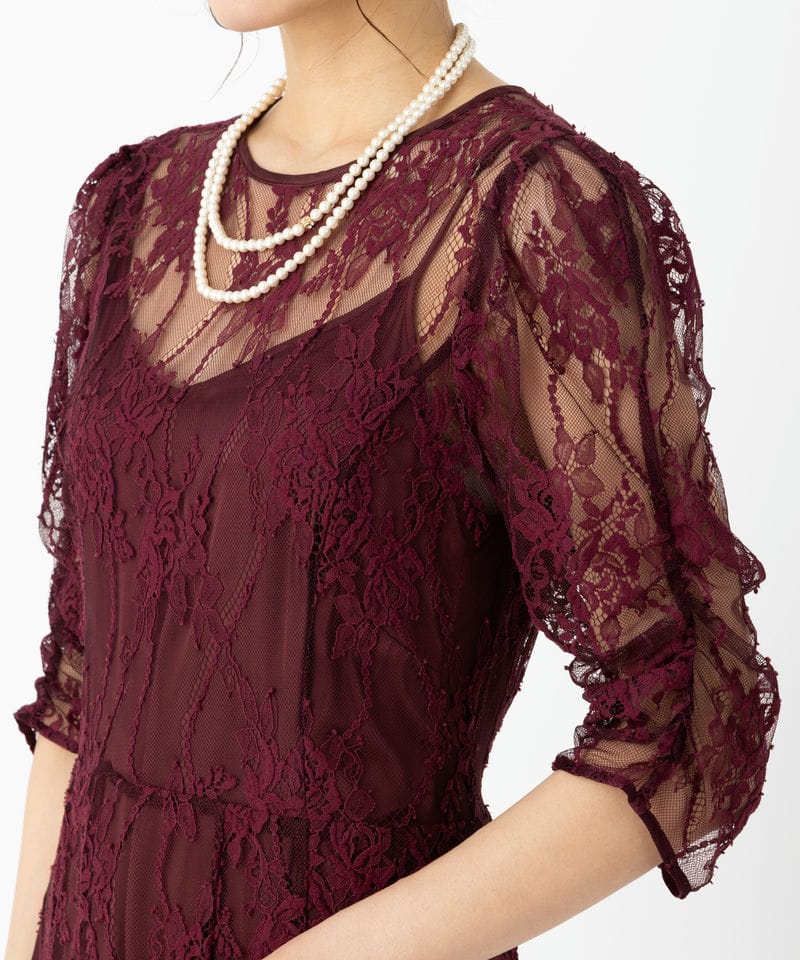 SNIDEL スナイデル バックデザインレースオケドレス その他 x レッド系