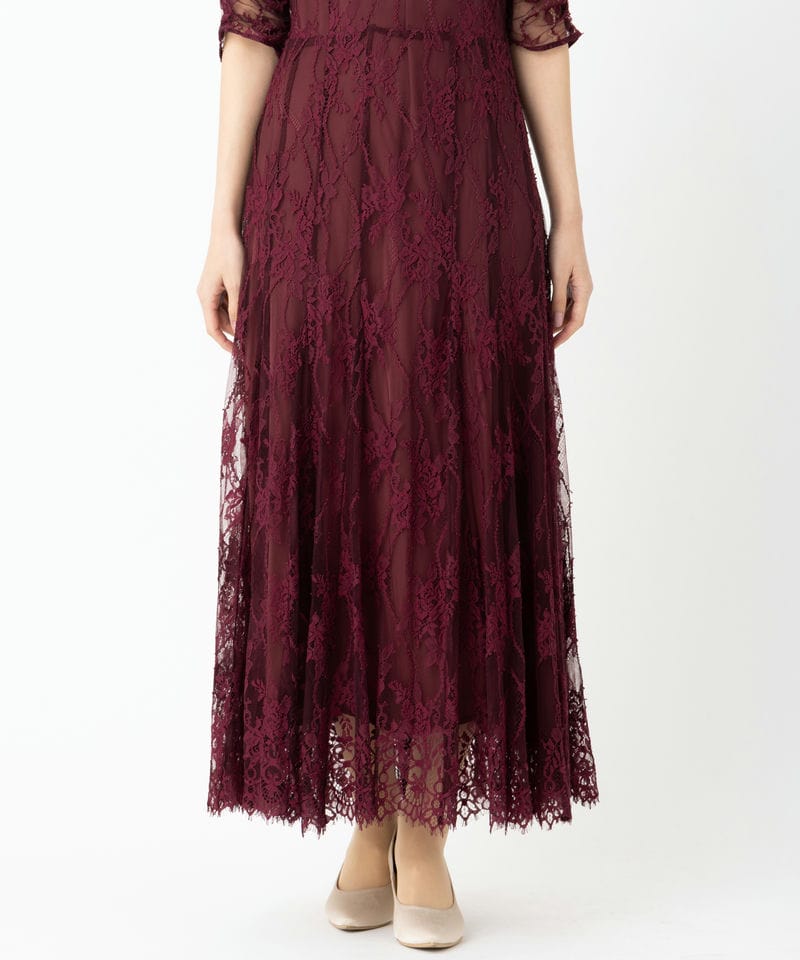 SNIDEL スナイデル バックデザインレースオケドレス その他 x レッド系