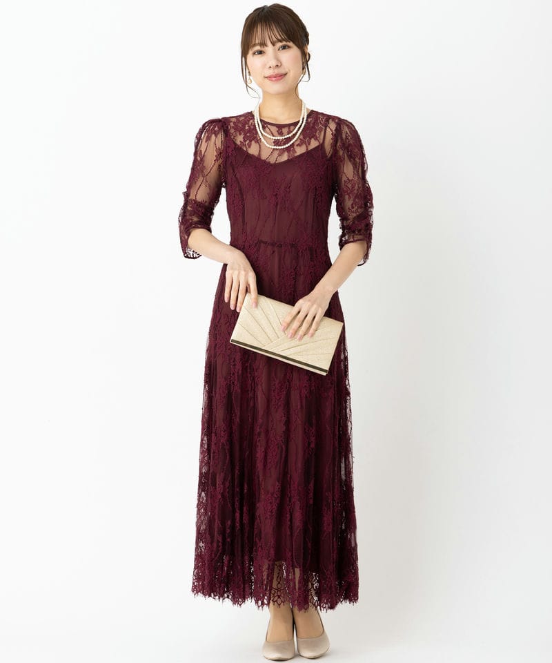 SNIDEL スナイデル バックデザインレースオケドレス その他 x レッド系