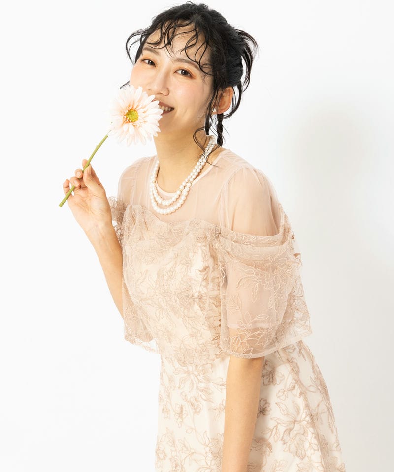 Select Shop ドレープラメ刺繍ドレス ピンク系 | 結婚式パーティーの