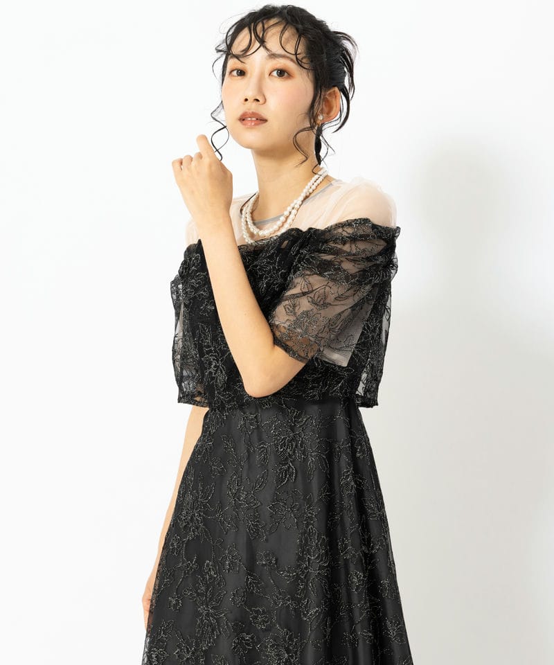 Select Shop ドレープラメ刺繍ドレス ブラック系 | 結婚式パーティーの