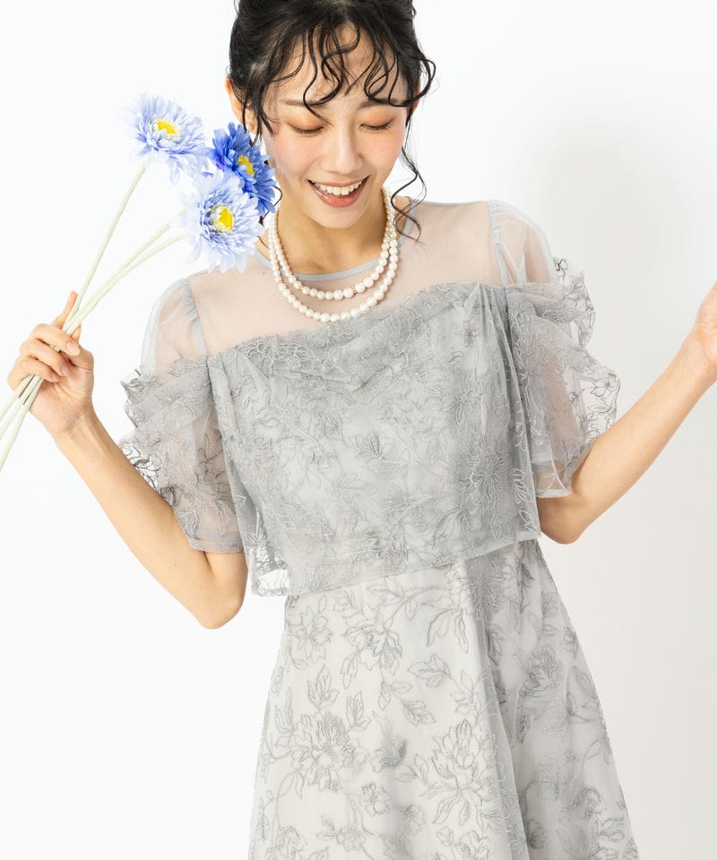 Select Shop ドレープラメ刺繍ドレス ブルー系 | 結婚式パーティーの