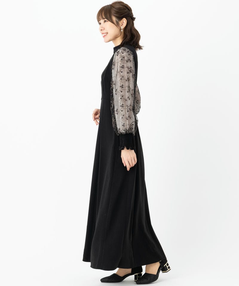 ANDRESD アンドレスド スリーブエンブロイダリードレス ブラック系