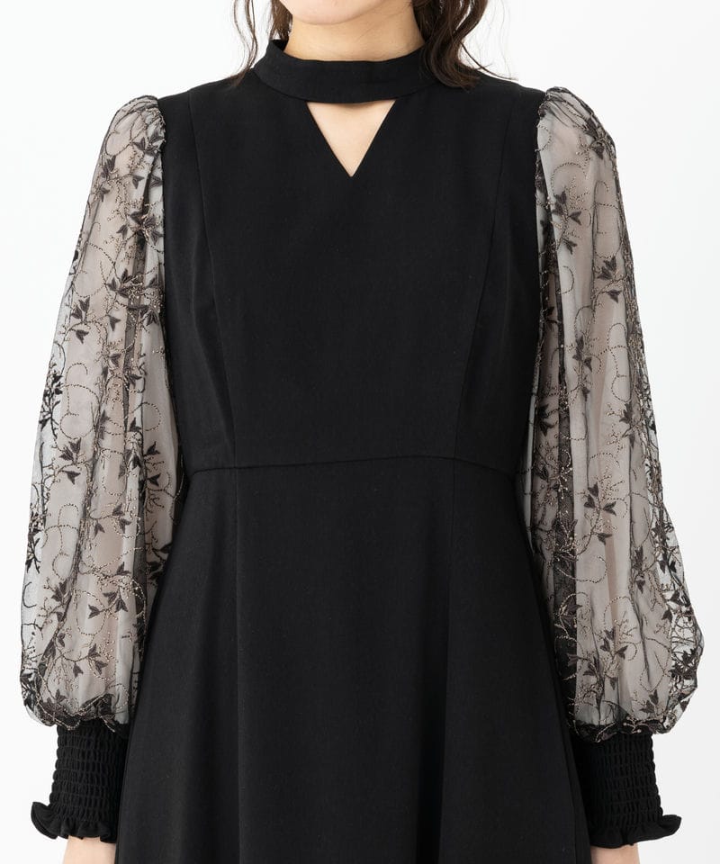 ANDRESD アンドレスド スリーブエンブロイダリードレス ブラック系