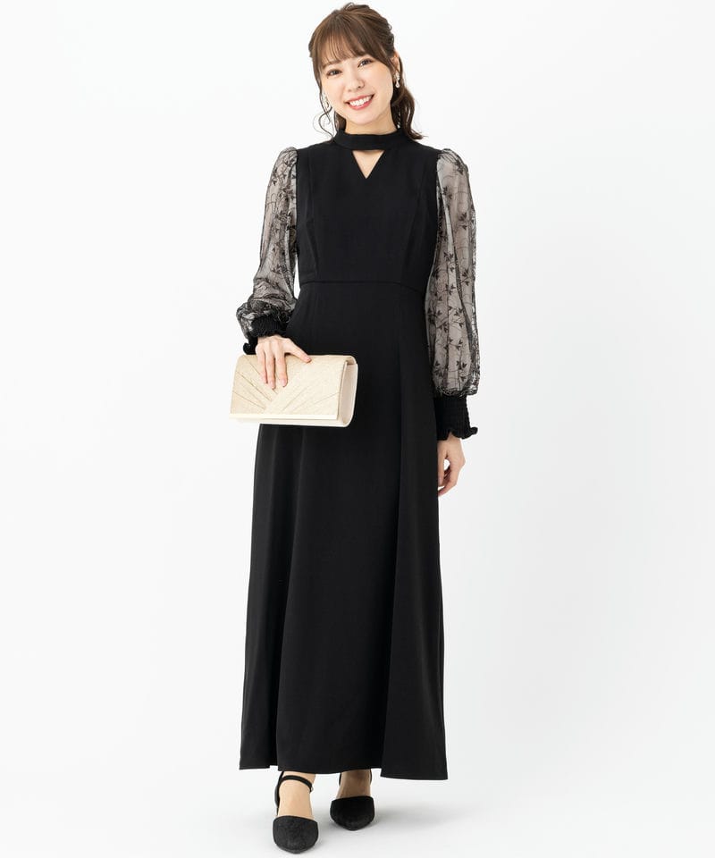 ANDRESD アンドレスド スリーブエンブロイダリードレス ブラック系