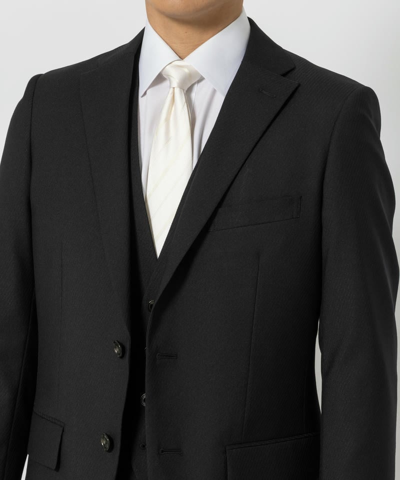 【美品】SUIT SELECT シャドーストライプ スリーピース ブラック A6 スーツ｜スリーピース(ベスト付)｜SUIT SELECT | スーツセレクト公式通販