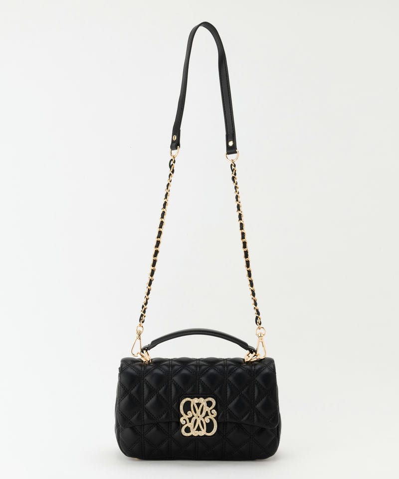 RANDA ランダ 2WAY モノグラムビジューキルティングバック ブラック系